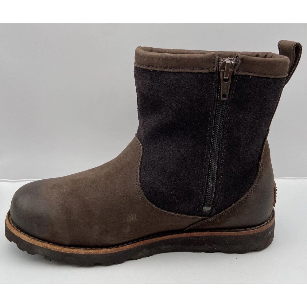 UGG Hendren TL Waterproof Boots Mens 8 Sheepskin Lined Ankle Brown - Picture 2 of 16